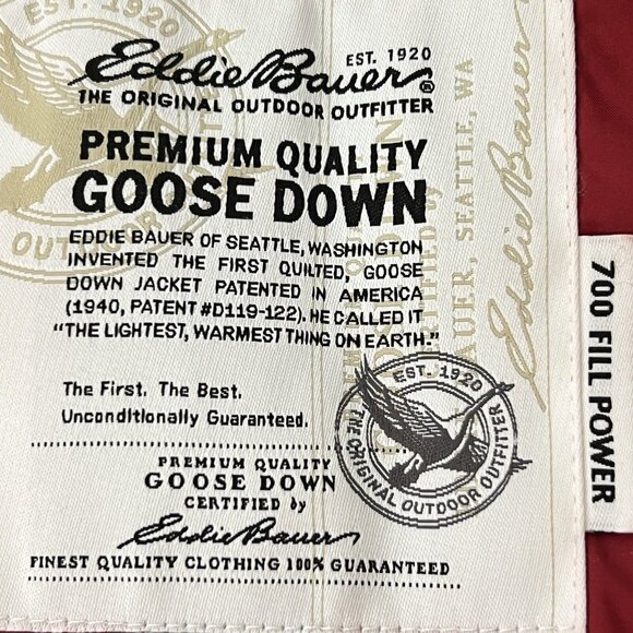EDDIE BAUER Puffer Vest Goose Down Red EB700 Zip Pockets Outerwear Womens Large - Picture 2 of 16
